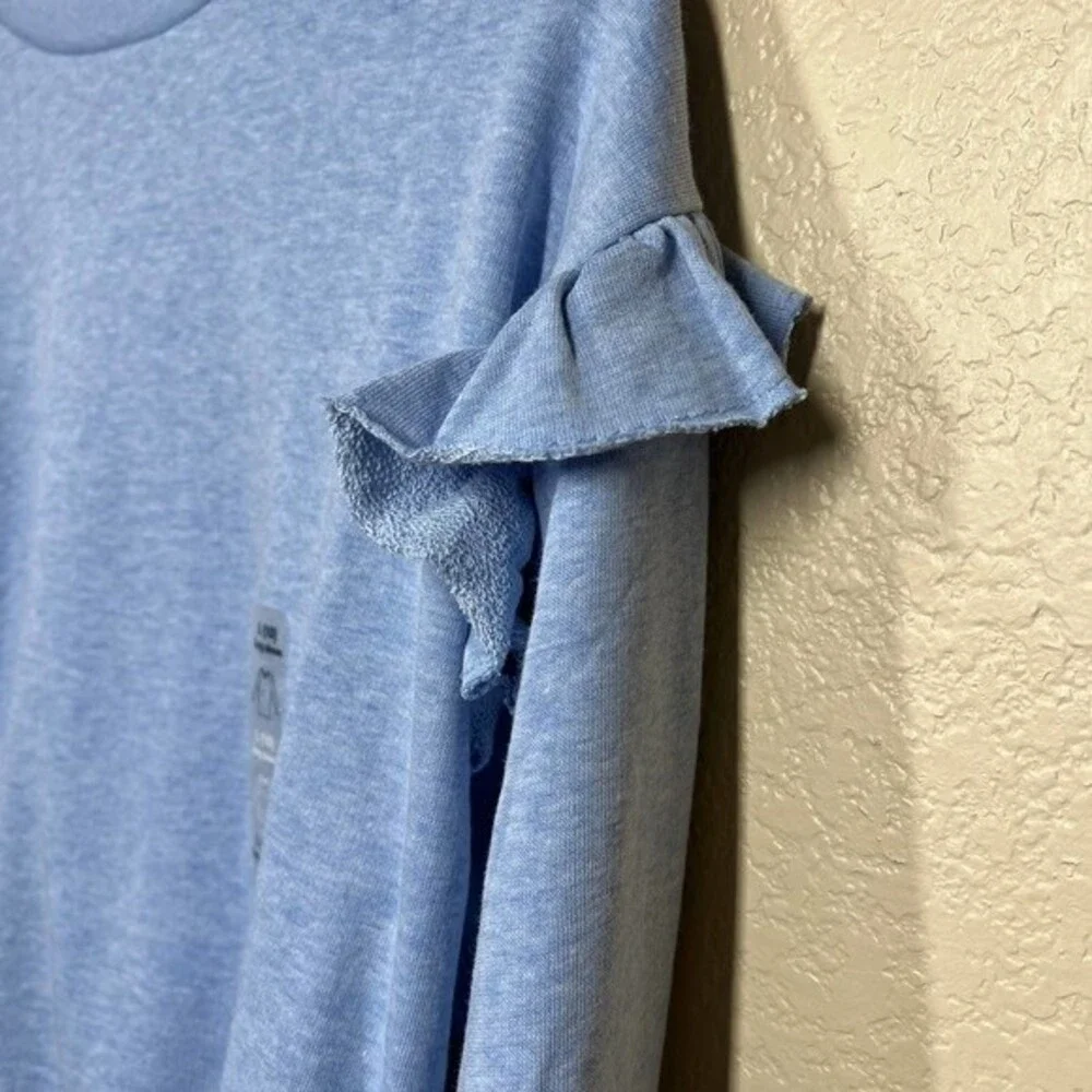 Gap kids blue sweater long sleeve sweatshirt ruffle detail on sleeve size L(10)